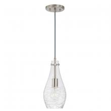 Austin Allen & Co - CA AA1006BN - Wavy Glass Pendant in Brushed Nickel with Etched Detailing