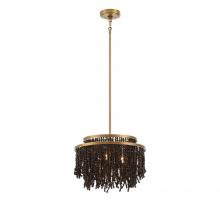 Lib & Co. CA 10180-026 - Molfetta, 3 Light Convertible Flushmount / Pendant, Antique Brass with Black Beads