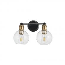 Avista Lighting A3212BKAB - Avista Ash Vanity Wall Light 2-Light Black & Aged Brass