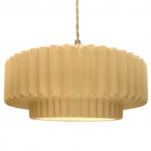 Justice Design Group CER-6555-MYLW-BRSS-BEIG-TWST - Large Tier Pleated 1-Light Pendant