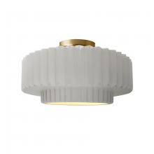 Justice Design Group CER-6373-BIS-BRSS - Medium Tier Pleated Semi-Flush