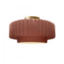 Justice Design Group CER-6373-CLAY-BRSS - Medium Tier Pleated Semi-Flush