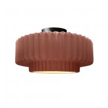 Justice Design Group CER-6373-CLAY-MBLK - Medium Tier Pleated Semi-Flush