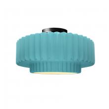 Justice Design Group CER-6373-RFPL-MBLK - Medium Tier Pleated Semi-Flush