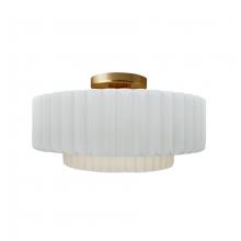 Justice Design Group CER-6373-WHT-BRSS - Medium Tier Pleated Semi-Flush