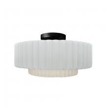 Justice Design Group CER-6373-WTWT-MBLK - Medium Tier Pleated Semi-Flush