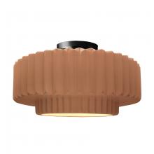 Justice Design Group CER-6375-ADOB-MBLK - Large Tier Pleated Semi-Flush