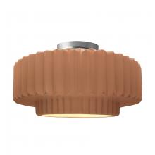 Justice Design Group CER-6375-ADOB-NCKL - Large Tier Pleated Semi-Flush