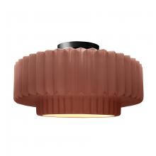 Justice Design Group CER-6375-CLAY-MBLK - Large Tier Pleated Semi-Flush