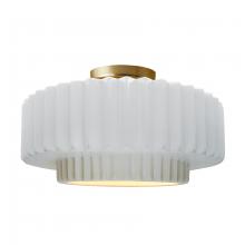 Justice Design Group CER-6375-WHT-BRSS - Large Tier Pleated Semi-Flush