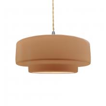 Justice Design Group CER-6543-ADOB-NCKL-BEIG-TWST - Medium Tier 1-Light Pendant