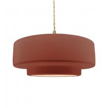 Justice Design Group CER-6545-CLAY-BRSS-BEIG-TWST - Large Tier 1-Light Pendant