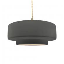 Justice Design Group CER-6545-GRY-BRSS-BEIG-TWST - Large Tier 1-Light Pendant