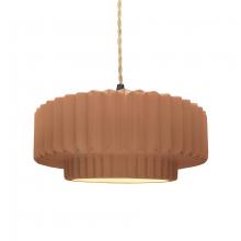 Justice Design Group CER-6553-ADOB-MBLK-BEIG-TWST - Medium Tier Pleated 1-Light Pendant