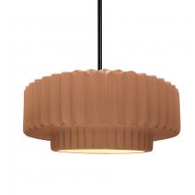 Justice Design Group CER-6553-ADOB-MBLK-RIGID - Medium Tier Pleated 1-Light Pendant