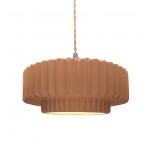 Justice Design Group CER-6553-ADOB-NCKL-BEIG-TWST - Medium Tier Pleated 1-Light Pendant