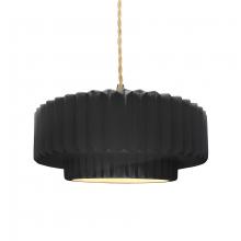 Justice Design Group CER-6553-BLK-BRSS-BEIG-TWST - Medium Tier Pleated 1-Light Pendant