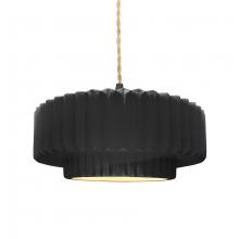 Justice Design Group CER-6553-BLK-MBLK-BEIG-TWST - Medium Tier Pleated 1-Light Pendant