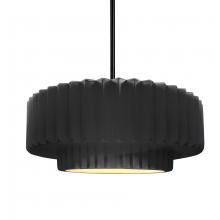 Justice Design Group CER-6553-BKMT-MBLK-RIGID - Medium Tier Pleated 1-Light Pendant