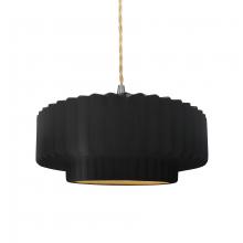 Justice Design Group CER-6553-CBGD-NCKL-BEIG-TWST - Medium Tier Pleated 1-Light Pendant