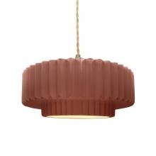 Justice Design Group CER-6553-CLAY-BRSS-BEIG-TWST - Medium Tier Pleated 1-Light Pendant