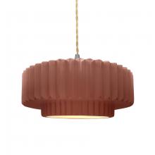 Justice Design Group CER-6553-CLAY-NCKL-BEIG-TWST - Medium Tier Pleated 1-Light Pendant