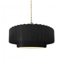 Justice Design Group CER-6553-CRB-NCKL-BEIG-TWST - Medium Tier Pleated 1-Light Pendant