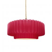 Justice Design Group CER-6553-CRSE-BRSS-BEIG-TWST - Medium Tier Pleated 1-Light Pendant