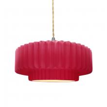 Justice Design Group CER-6553-CRSE-NCKL-BEIG-TWST - Medium Tier Pleated 1-Light Pendant