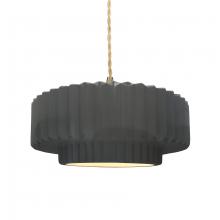 Justice Design Group CER-6553-GRY-BRSS-BEIG-TWST - Medium Tier Pleated 1-Light Pendant