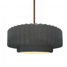 Justice Design Group CER-6553-GRY-BRSS-RIGID - Medium Tier Pleated 1-Light Pendant