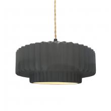 Justice Design Group CER-6553-GRY-MBLK-BEIG-TWST - Medium Tier Pleated 1-Light Pendant