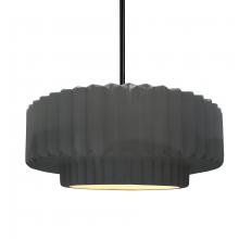 Justice Design Group CER-6553-GRY-MBLK-RIGID - Medium Tier Pleated 1-Light Pendant