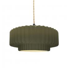 Justice Design Group CER-6553-MGRN-MBLK-BEIG-TWST - Medium Tier Pleated 1-Light Pendant