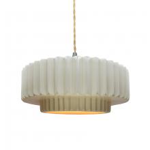 Justice Design Group CER-6553-MTGD-NCKL-BEIG-TWST - Medium Tier Pleated 1-Light Pendant