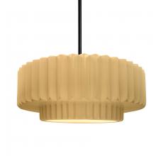 Justice Design Group CER-6553-MYLW-MBLK-RIGID - Medium Tier Pleated 1-Light Pendant