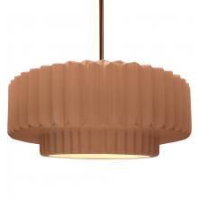 Justice Design Group CER-6555-ADOB-BRSS-RIGID - Large Tier Pleated 1-Light Pendant