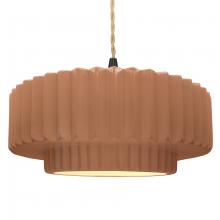 Justice Design Group CER-6555-ADOB-MBLK-BEIG-TWST - Large Tier Pleated 1-Light Pendant