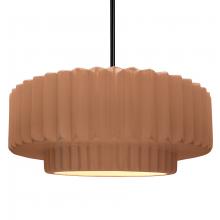 Justice Design Group CER-6555-ADOB-MBLK-RIGID - Large Tier Pleated 1-Light Pendant