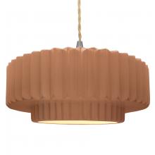 Justice Design Group CER-6555-ADOB-NCKL-BEIG-TWST - Large Tier Pleated 1-Light Pendant