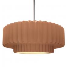 Justice Design Group CER-6555-ADOB-NCKL-RIGID - Large Tier Pleated 1-Light Pendant