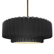 Justice Design Group CER-6555-BKMT-BRSS-RIGID - Large Tier Pleated 1-Light Pendant