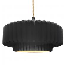 Justice Design Group CER-6555-BKMT-MBLK-BEIG-TWST - Large Tier Pleated 1-Light Pendant