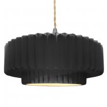 Justice Design Group CER-6555-BKMT-NCKL-BEIG-TWST - Large Tier Pleated 1-Light Pendant