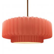 Justice Design Group CER-6555-BSH-BRSS-RIGID - Large Tier Pleated 1-Light Pendant