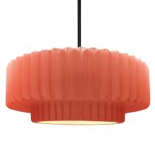 Justice Design Group CER-6555-BSH-MBLK-RIGID - Large Tier Pleated 1-Light Pendant