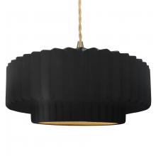 Justice Design Group CER-6555-CBGD-BRSS-BEIG-TWST - Large Tier Pleated 1-Light Pendant