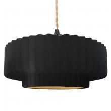 Justice Design Group CER-6555-CBGD-MBLK-BEIG-TWST - Large Tier Pleated 1-Light Pendant