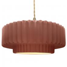 Justice Design Group CER-6555-CLAY-BRSS-BEIG-TWST - Large Tier Pleated 1-Light Pendant