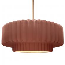 Justice Design Group CER-6555-CLAY-BRSS-RIGID - Large Tier Pleated 1-Light Pendant